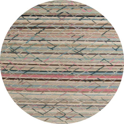 Round Abstract Dark Almond Brown Modern Rug, abs5186