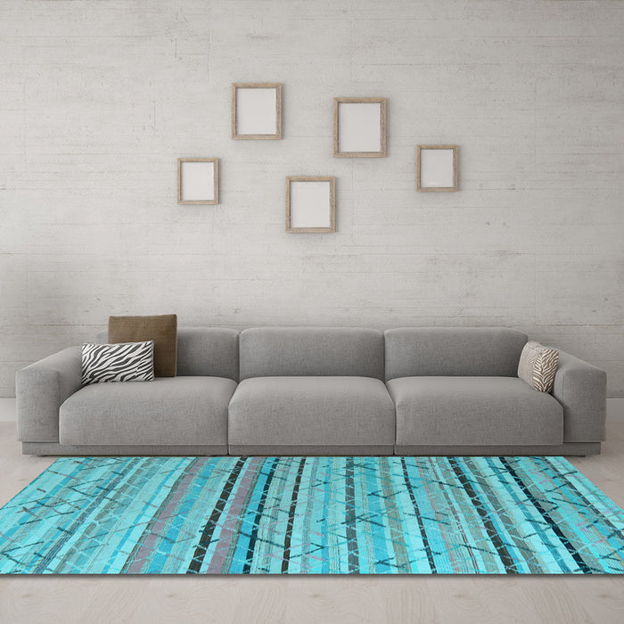 Machine Washable Abstract Light Blue Modern Rug in a Living Room, wshabs5186lblu