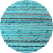 Round Abstract Light Blue Modern Rug, abs5186lblu