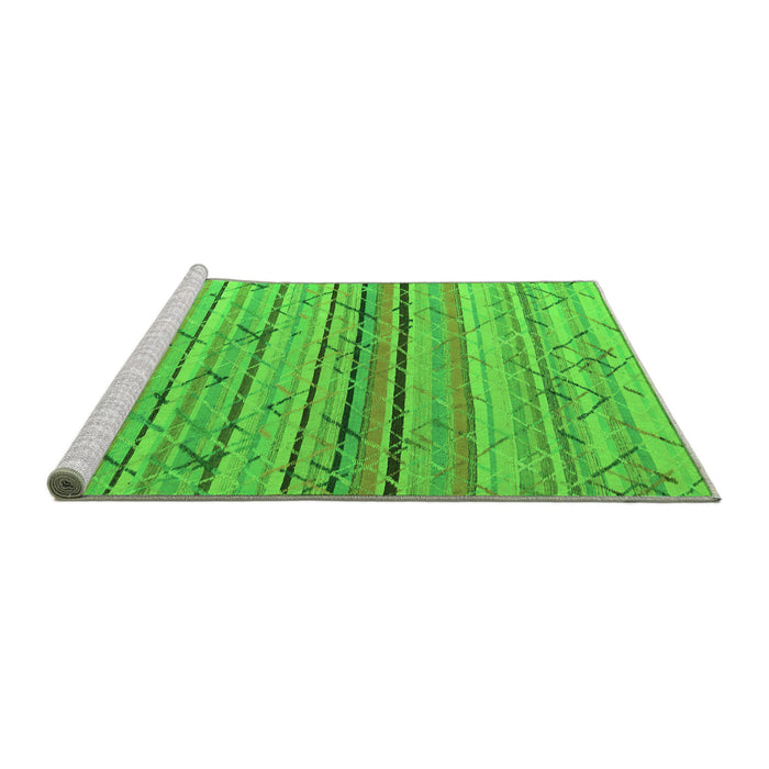 Sideview of Machine Washable Abstract Green Modern Area Rugs, wshabs5186grn