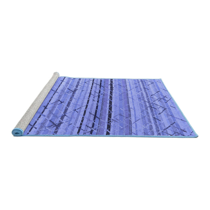 Sideview of Machine Washable Abstract Blue Modern Rug, wshabs5186blu