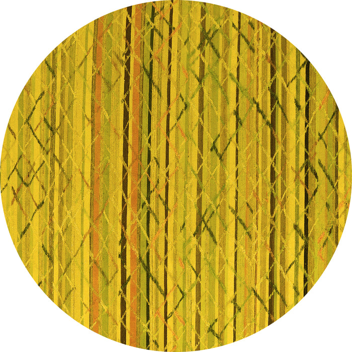 Round Abstract Yellow Modern Rug, abs5186yw