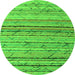 Round Abstract Green Modern Rug, abs5186grn