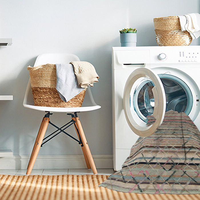 Machine Washable Abstract Dark Almond Brown Rug in a Washing Machine, wshabs5186