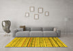 Machine Washable Abstract Yellow Modern Rug in a Living Room, wshabs5186yw