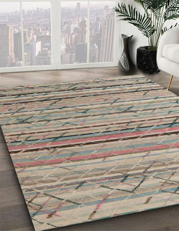 Machine Washable Abstract Dark Almond Brown Rug in a Family Room, wshabs5186
