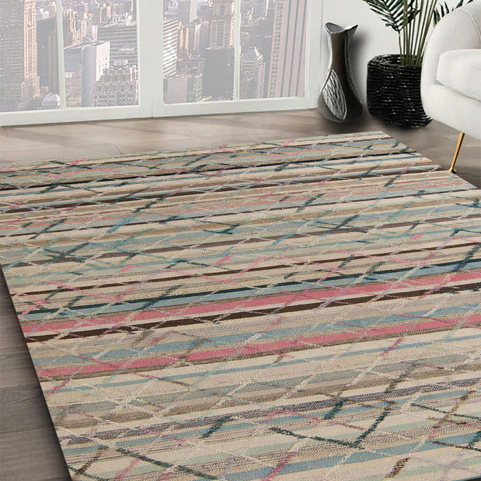 Machine Washable Abstract Dark Almond Brown Rug in a Family Room, wshabs5186