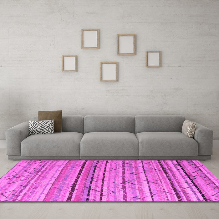Machine Washable Abstract Pink Modern Rug in a Living Room, wshabs5186pnk