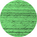 Round Abstract Emerald Green Modern Rug, abs5186emgrn