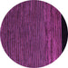 Round Machine Washable Abstract Purple Modern Area Rugs, wshabs5187pur