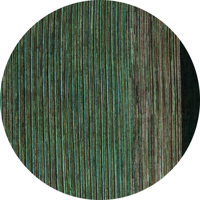 Round Abstract Turquoise Modern Rug, abs5187turq