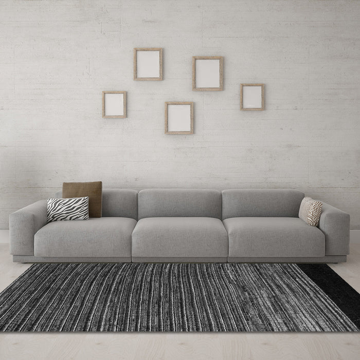 Machine Washable Abstract Gray Modern Rug in a Living Room,, wshabs5187gry