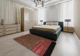 Abstract Red Modern Rug in a Bedroom, abs5187