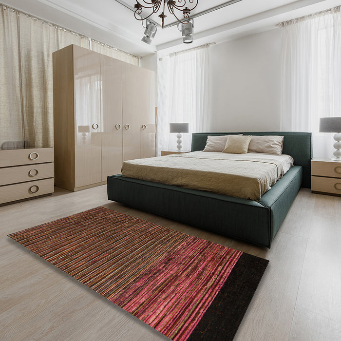 Abstract Red Modern Rug in a Bedroom, abs5187