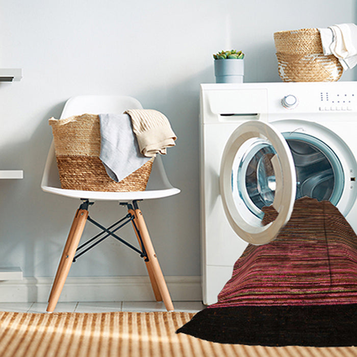 Machine Washable Abstract Red Rug in a Washing Machine, wshabs5187