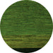 Round Machine Washable Abstract Green Modern Area Rugs, wshabs5187grn