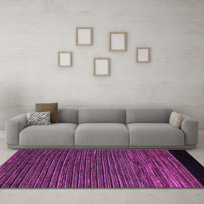 Machine Washable Abstract Purple Modern Area Rugs in a Living Room, wshabs5187pur