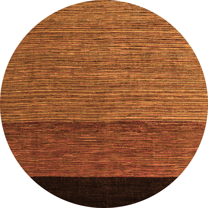 Round Machine Washable Abstract Orange Modern Area Rugs, wshabs5188org
