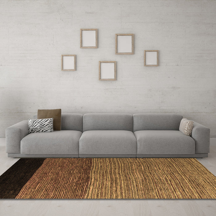 Machine Washable Abstract Brown Modern Rug in a Living Room,, wshabs5188brn