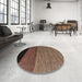 Round Machine Washable Abstract Bakers Brown Rug in a Office, wshabs5188