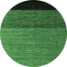 Round Abstract Emerald Green Modern Rug, abs5188emgrn