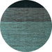 Round Abstract Light Blue Modern Rug, abs5188lblu