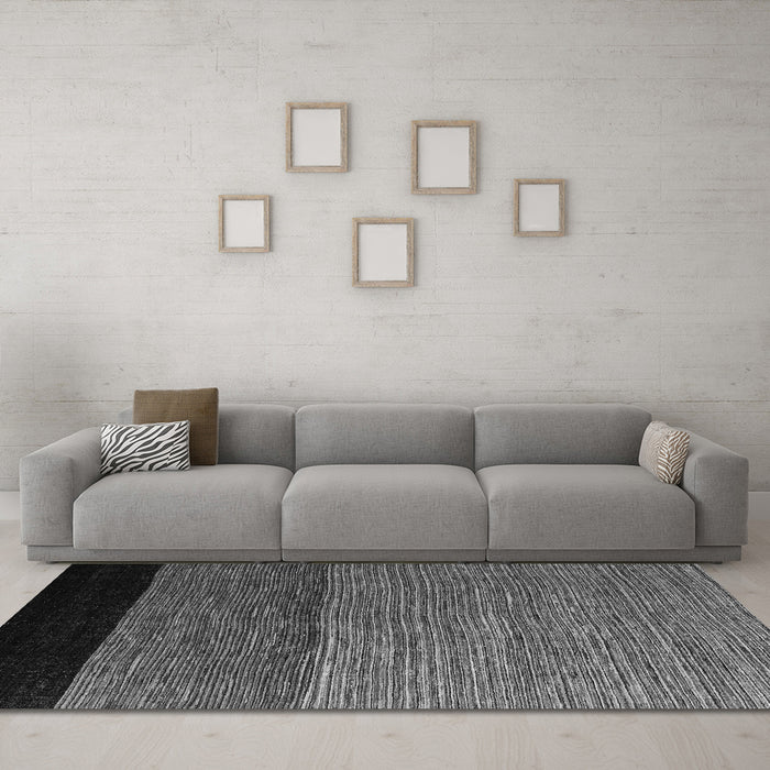 Machine Washable Abstract Gray Modern Rug in a Living Room,, wshabs5188gry