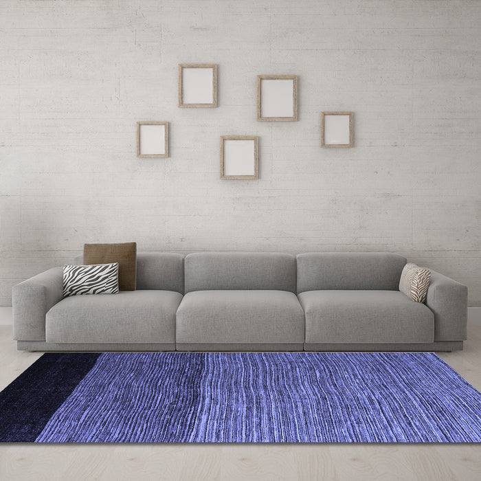 Machine Washable Abstract Blue Modern Rug in a Living Room, wshabs5188blu