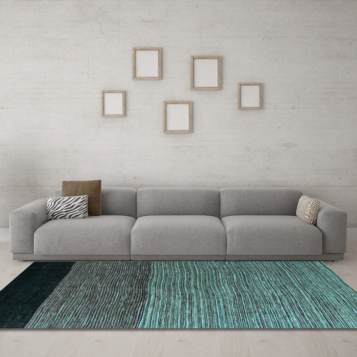 Machine Washable Abstract Light Blue Modern Rug in a Living Room, wshabs5188lblu