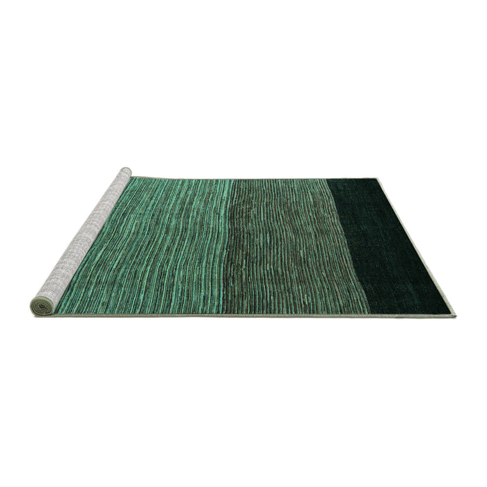 Sideview of Machine Washable Abstract Turquoise Modern Area Rugs, wshabs5188turq