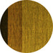 Round Abstract Yellow Modern Rug, abs5188yw