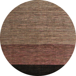 Round Machine Washable Abstract Bakers Brown Rug, wshabs5188