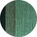 Round Abstract Turquoise Modern Rug, abs5188turq