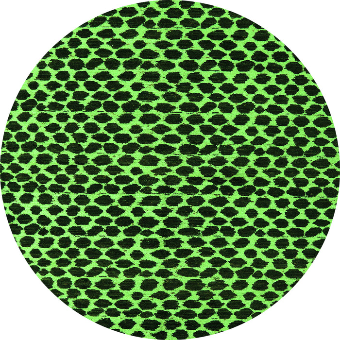 Round Abstract Green Modern Rug, abs5189grn