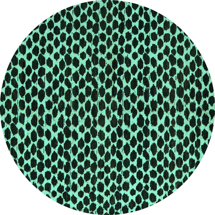 Round Abstract Turquoise Modern Rug, abs5189turq