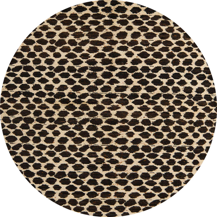 Round Abstract Brown Modern Rug, abs5189