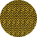 Round Abstract Yellow Modern Rug, abs5189yw