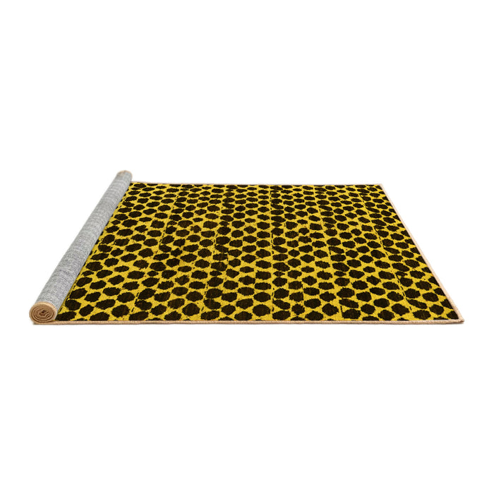Sideview of Machine Washable Abstract Yellow Modern Rug, wshabs5189yw