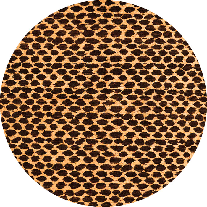 Round Machine Washable Abstract Orange Modern Area Rugs, wshabs5189org