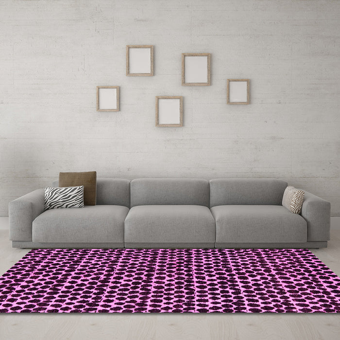 Machine Washable Abstract Pink Modern Rug in a Living Room, wshabs5189pnk