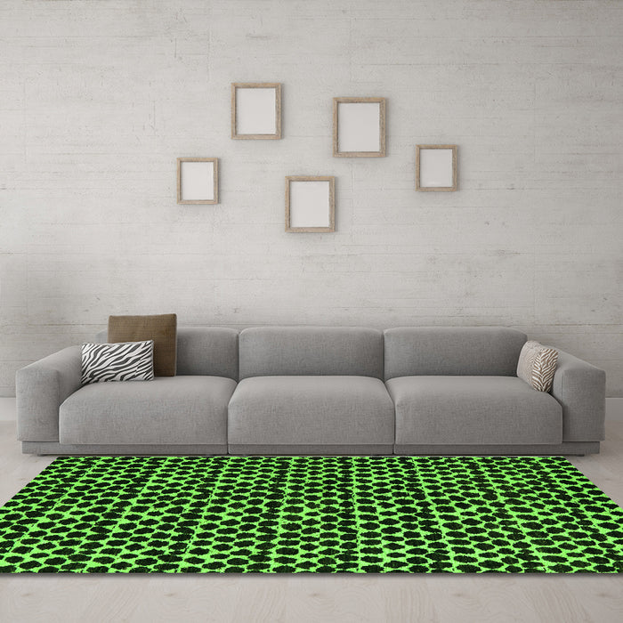 Machine Washable Abstract Green Modern Area Rugs in a Living Room,, wshabs5189grn