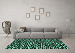 Machine Washable Abstract Turquoise Modern Area Rugs in a Living Room,, wshabs5189turq