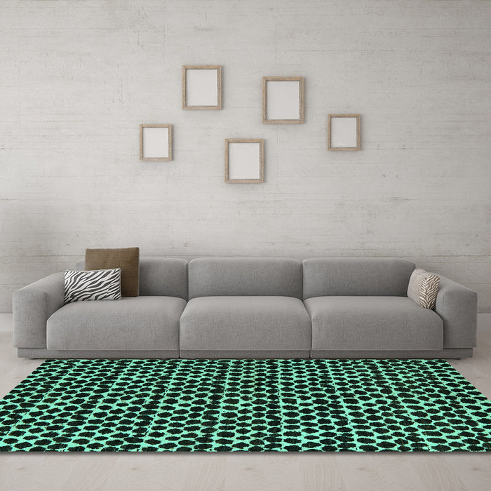 Machine Washable Abstract Turquoise Modern Area Rugs in a Living Room,, wshabs5189turq