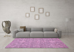 Machine Washable Abstract Pink Modern Rug in a Living Room, wshabs518pnk