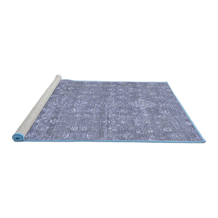 Sideview of Machine Washable Abstract Blue Modern Rug, wshabs518blu