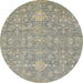 Round Abstract Tan Brown Gold Modern Rug, abs518