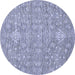 Round Machine Washable Abstract Blue Modern Rug, wshabs518blu