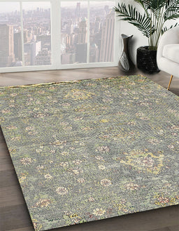 Abstract Tan Brown Gold Modern Rug in Family Room, abs518