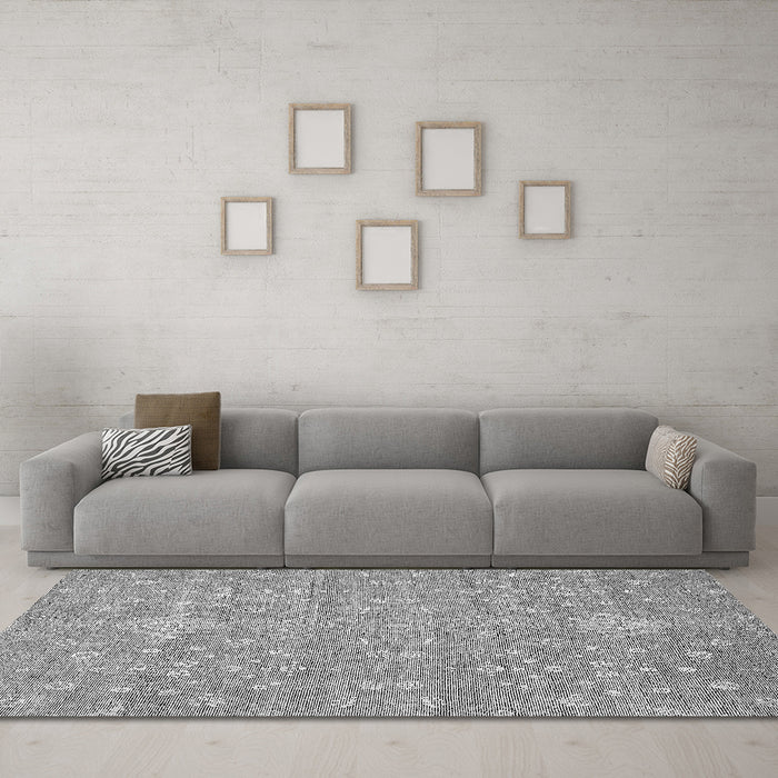 Machine Washable Abstract Gray Modern Rug in a Living Room,, wshabs518gry