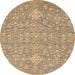 Round Abstract Orange Modern Rug, abs518org